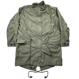 GAP Olive Green Parka Military Jacket Womens Small Fishtail Utility Coat Field